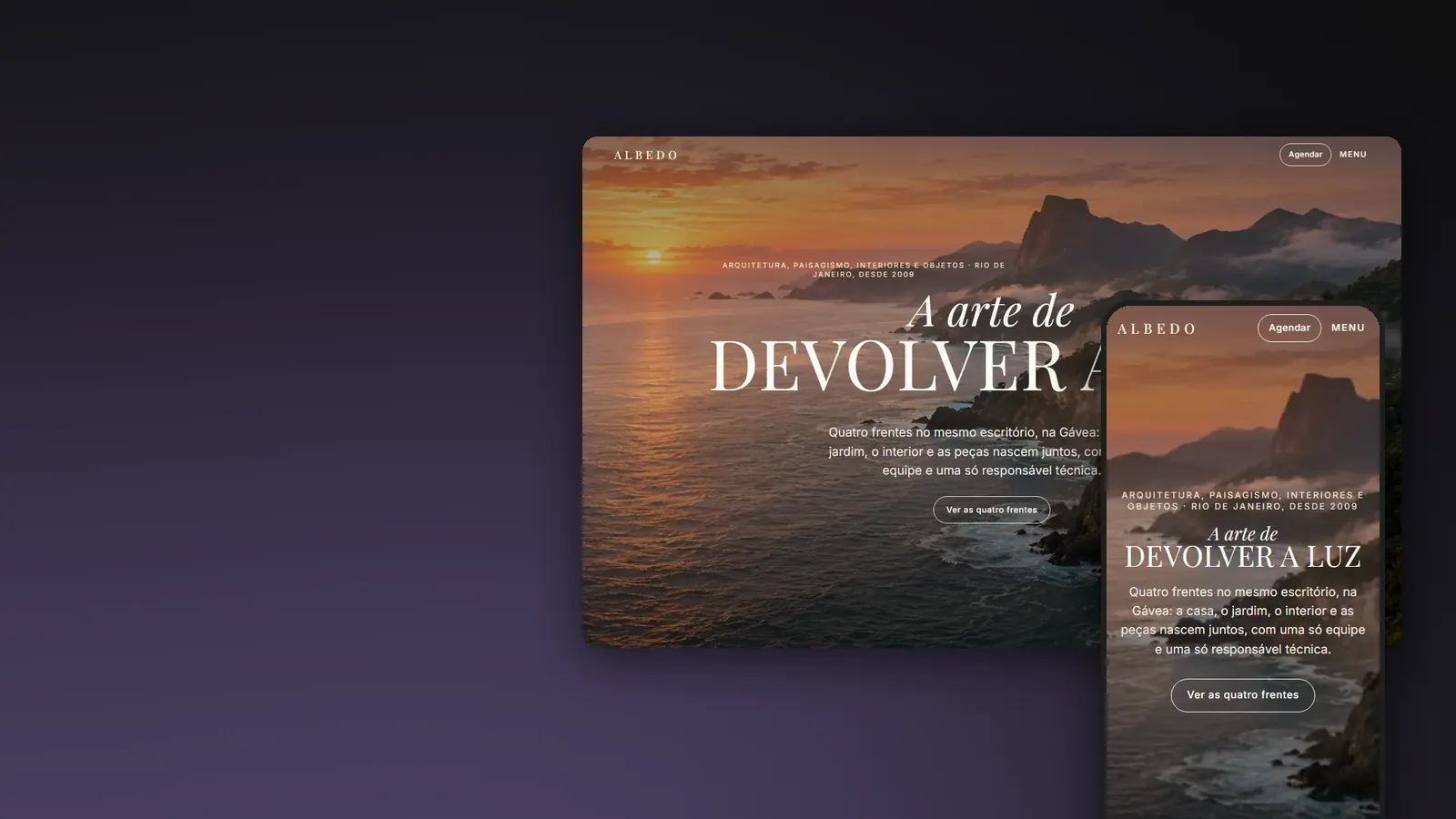 Primeira tela do site Albedo