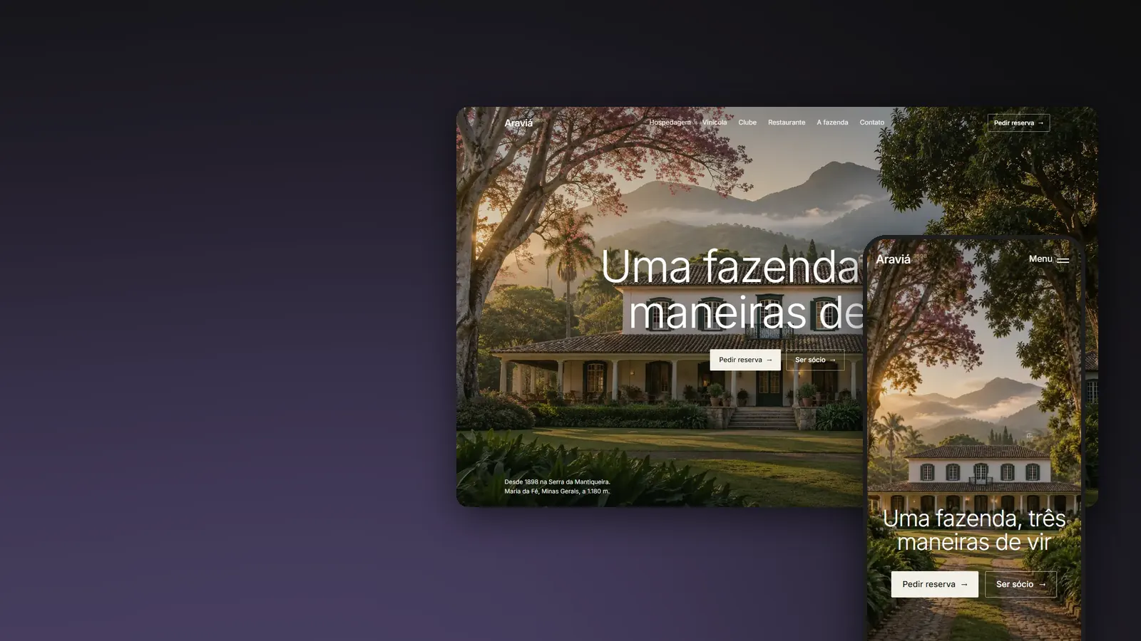 Primeira tela do site Fazenda Araviá