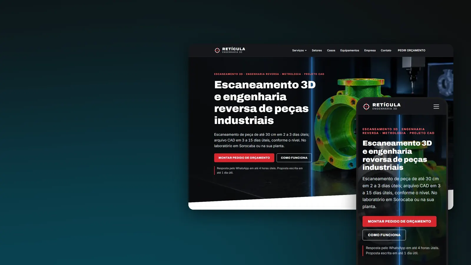 Primeira tela do site Retícula