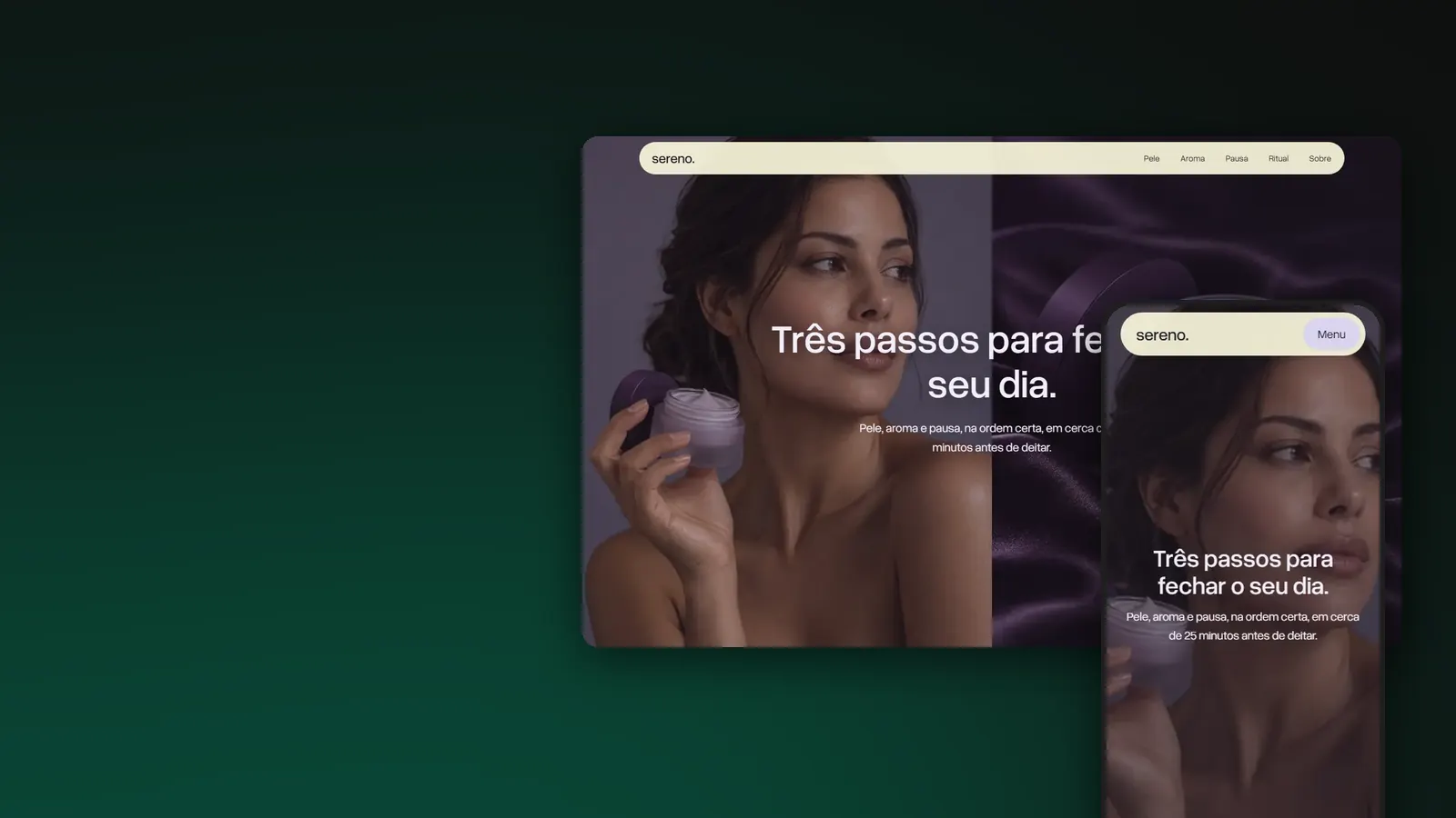 Primeira tela do site Sereno