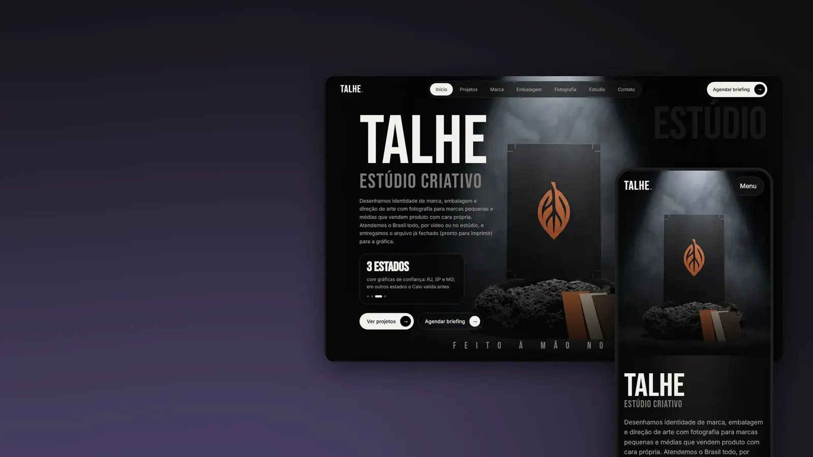 Primeira tela do site Talhe